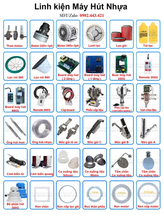 Bán LINH KIỆN máy hút nhựa Model : 300G, 400G, 700G, 800G, 900G,…