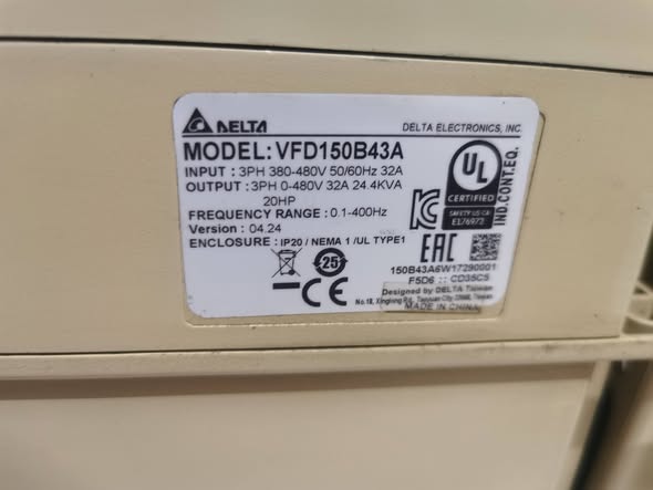 Tháo tủ vài bé delta B 15kw 380v tải nặng