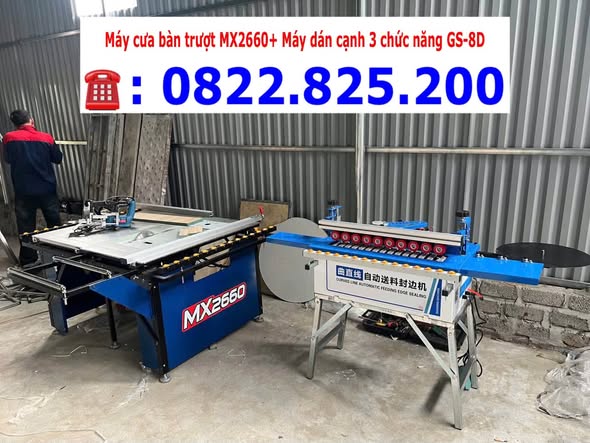 Combo Máy cưa bàn trượt MX2660 và Máy dán cạnh 3 chức năng GS-8D